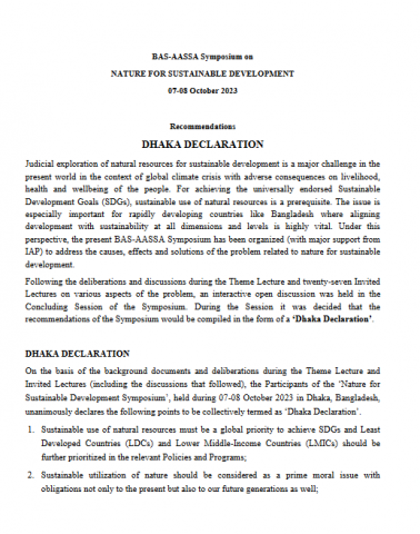 Dhaka declaration cover