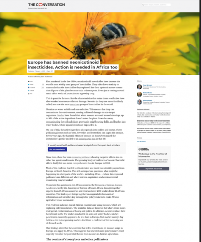 Europe has banned neonicotinoid insecticides. Action is needed in ...